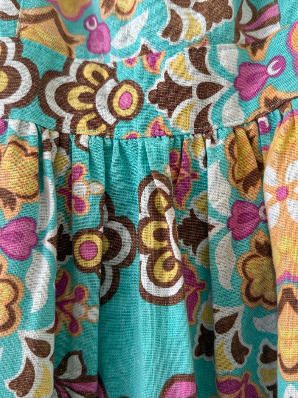 Judith March Kaleidoscope Dress Sz L, Made in USA, Linen-Blend, Turquoise - Picture 9 of 10